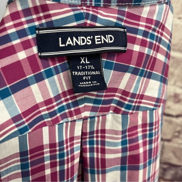 Lands End Check Tradition Fit Button Long Sleeve Shirt - Picture 7 of 8